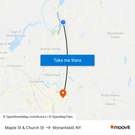 Maple St & Church St to Wynantskill, NY map