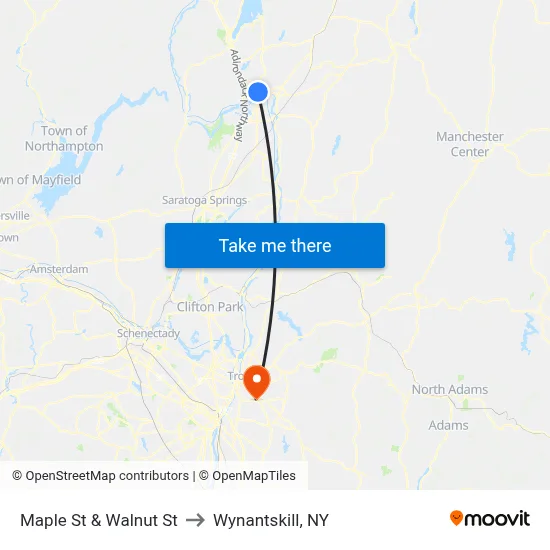 Maple St & Walnut St to Wynantskill, NY map