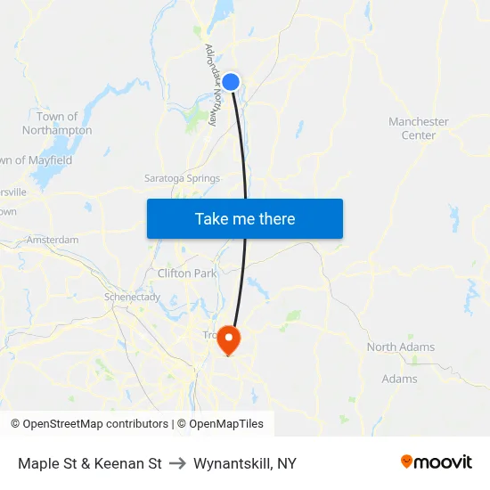 Maple St & Keenan St to Wynantskill, NY map