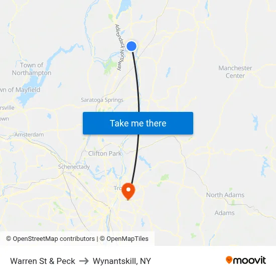 Warren St & Peck to Wynantskill, NY map