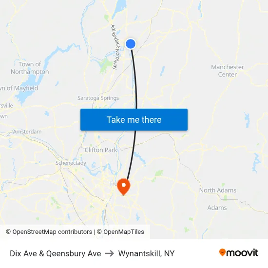 Dix Ave & Qeensbury Ave to Wynantskill, NY map