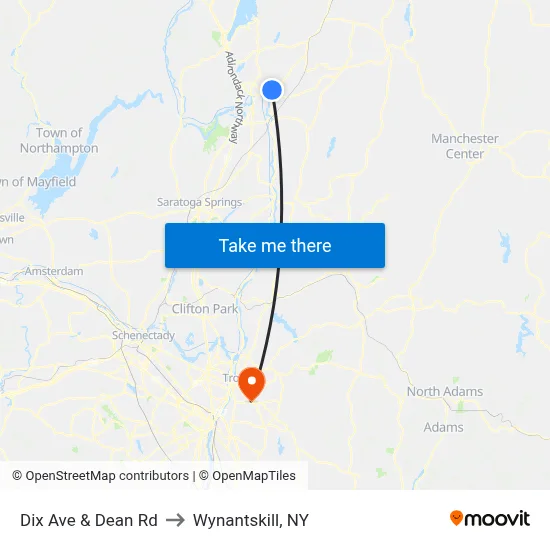 Dix Ave & Dean Rd to Wynantskill, NY map