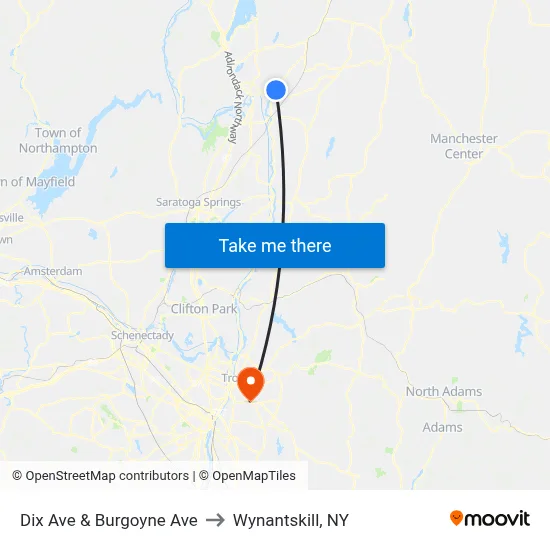 Dix Ave & Burgoyne Ave to Wynantskill, NY map
