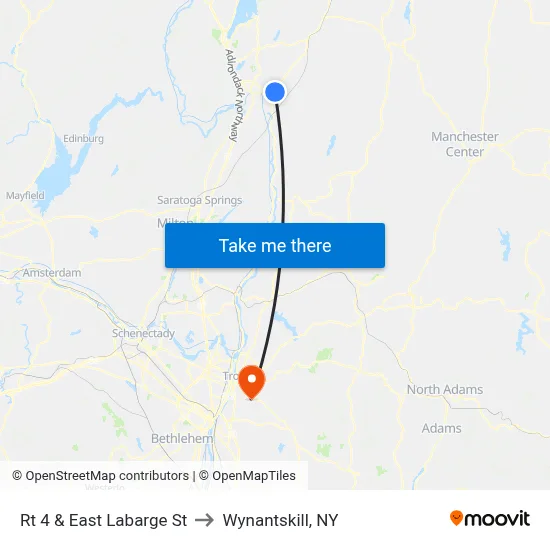 Rt 4 & East Labarge St to Wynantskill, NY map