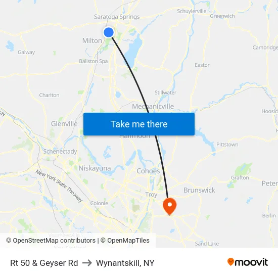 Rt 50 & Geyser Rd to Wynantskill, NY map