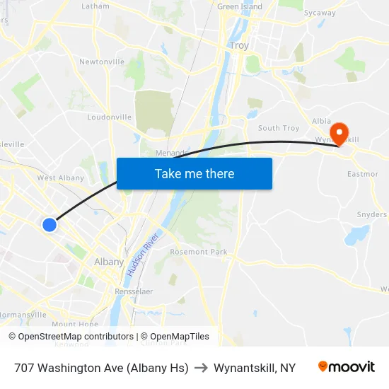 707 Washington Ave (Albany Hs) to Wynantskill, NY map