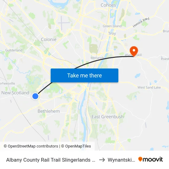 Albany County Rail Trail Slingerlands (Nature Bus) to Wynantskill, NY map