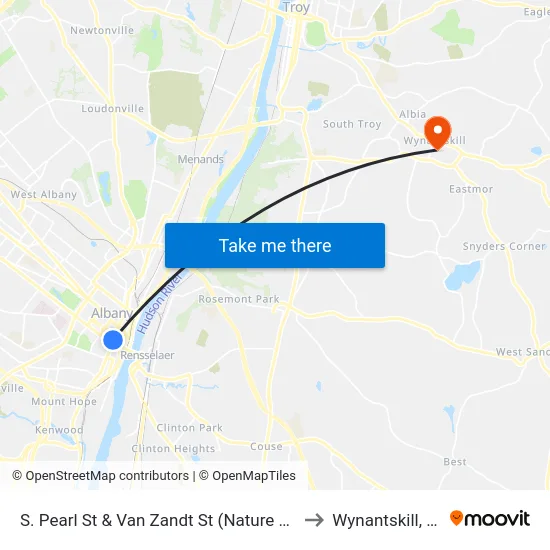 S. Pearl St & Van Zandt St (Nature Bus) to Wynantskill, NY map