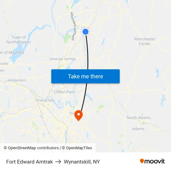 Fort Edward Amtrak to Wynantskill, NY map