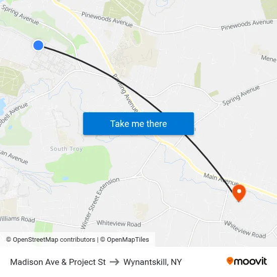 Madison Ave & Project St to Wynantskill, NY map