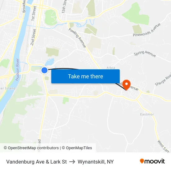 Vandenburg Ave & Lark St to Wynantskill, NY map