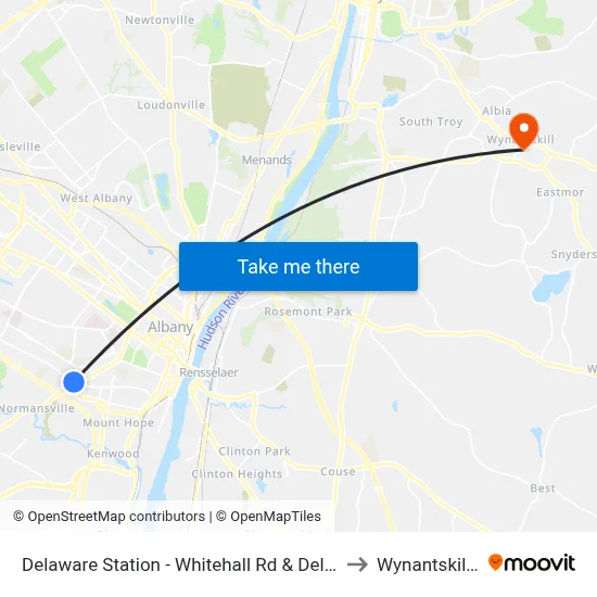 Delaware Station - Whitehall Rd & Delaware Ave to Wynantskill, NY map