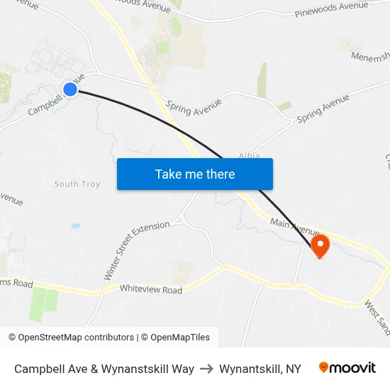Campbell Ave & Wynanstskill Way to Wynantskill, NY map