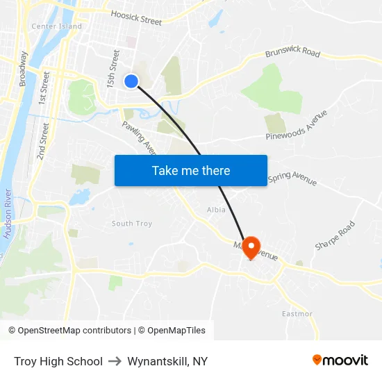 Troy High School to Wynantskill, NY map