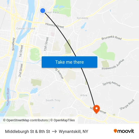 Middleburgh St & 8th St to Wynantskill, NY map