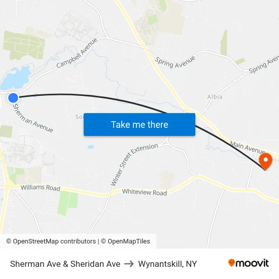 Sherman Ave & Sheridan Ave to Wynantskill, NY map