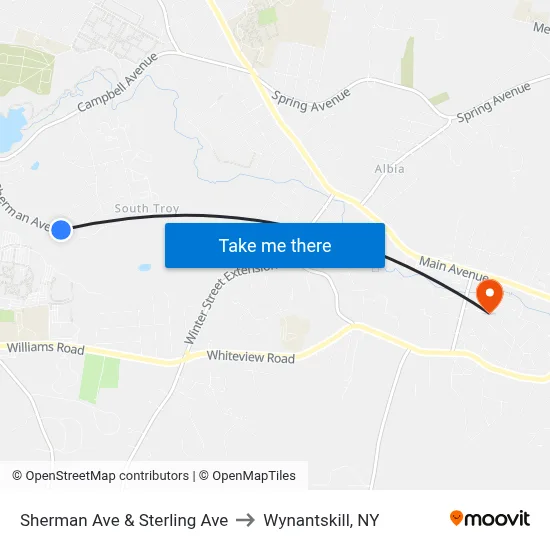 Sherman Ave & Sterling Ave to Wynantskill, NY map