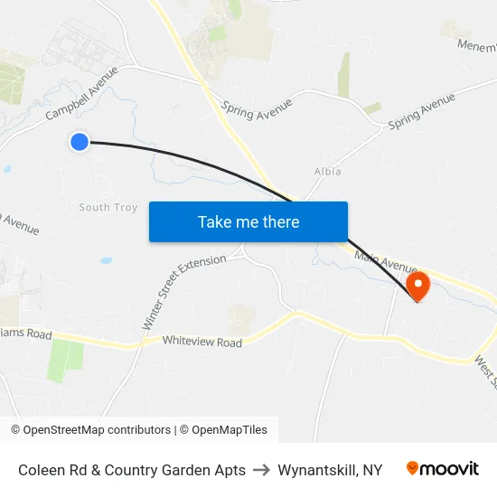 Coleen Rd & Country Garden Apts to Wynantskill, NY map