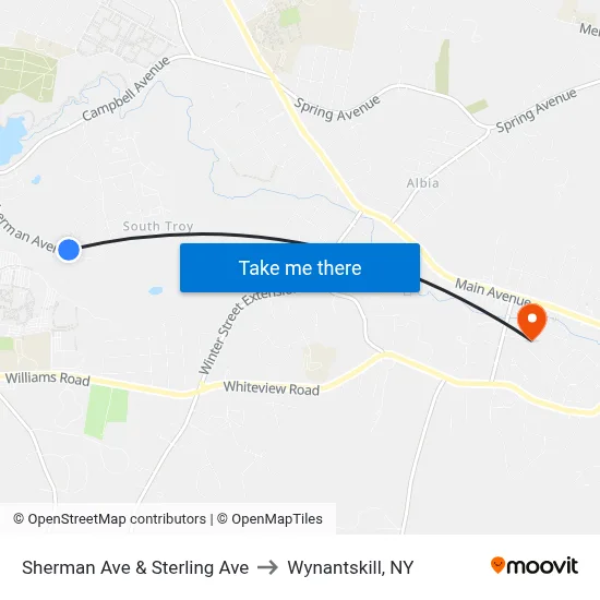Sherman Ave & Sterling Ave to Wynantskill, NY map