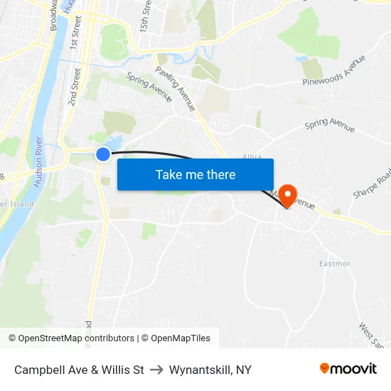 Campbell Ave & Willis St to Wynantskill, NY map