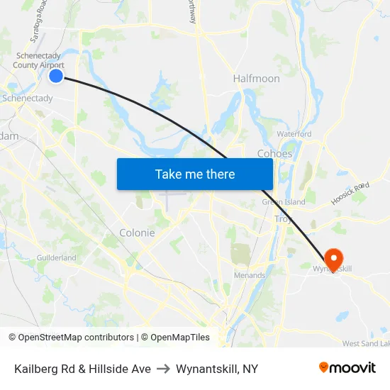 Kailberg Rd & Hillside Ave to Wynantskill, NY map