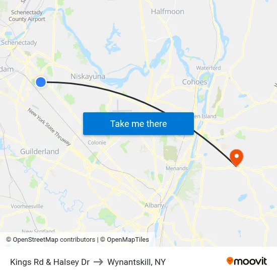 Kings Rd & Halsey Dr to Wynantskill, NY map