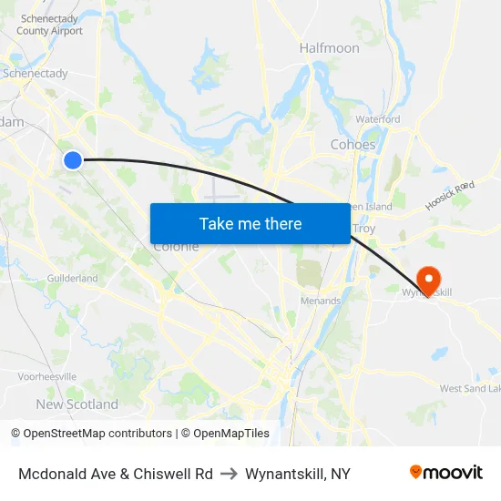 Mcdonald Ave & Chiswell Rd to Wynantskill, NY map
