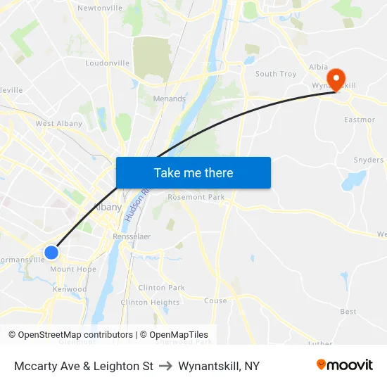 Mccarty Ave & Leighton St to Wynantskill, NY map