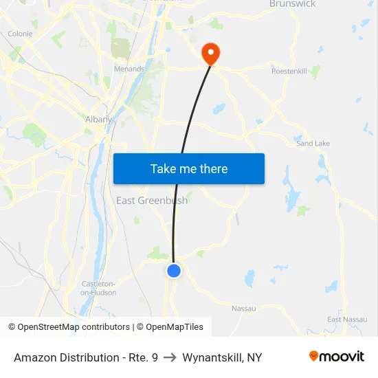 Amazon Distribution - Rte. 9 to Wynantskill, NY map