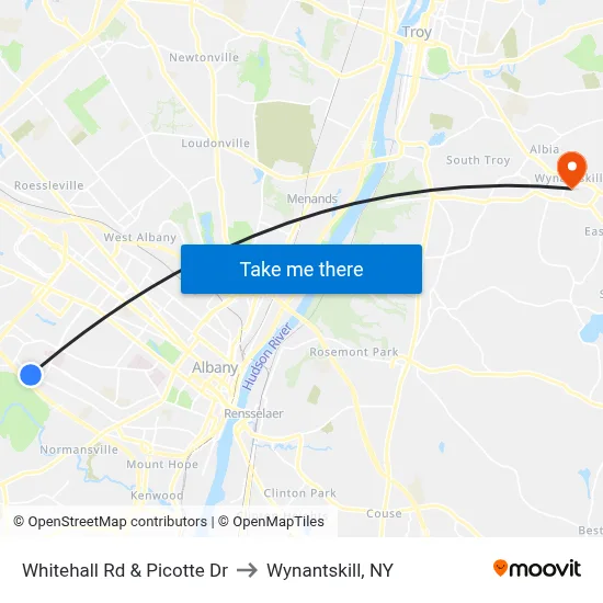 Whitehall Rd & Picotte Dr to Wynantskill, NY map