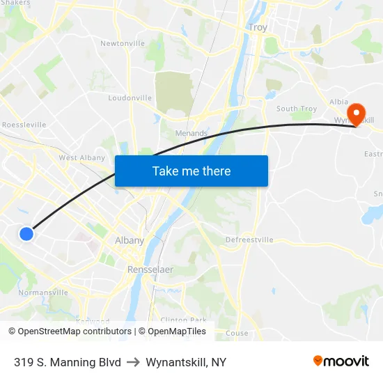 319 S. Manning Blvd to Wynantskill, NY map