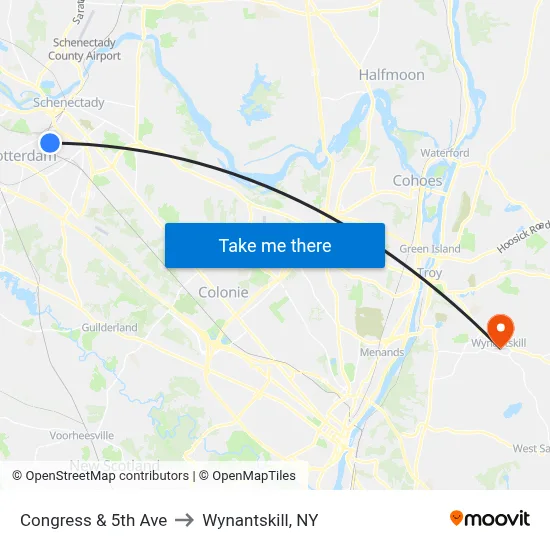 Congress & 5th Ave to Wynantskill, NY map