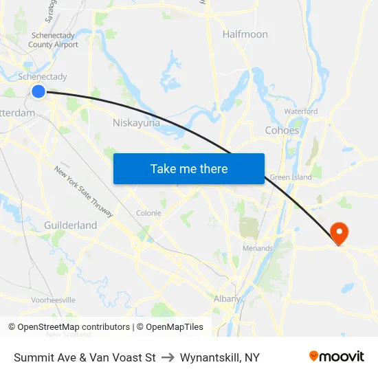 Summit Ave & Van Voast St to Wynantskill, NY map