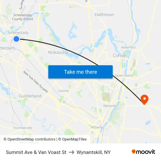 Summit Ave & Van Voast St to Wynantskill, NY map