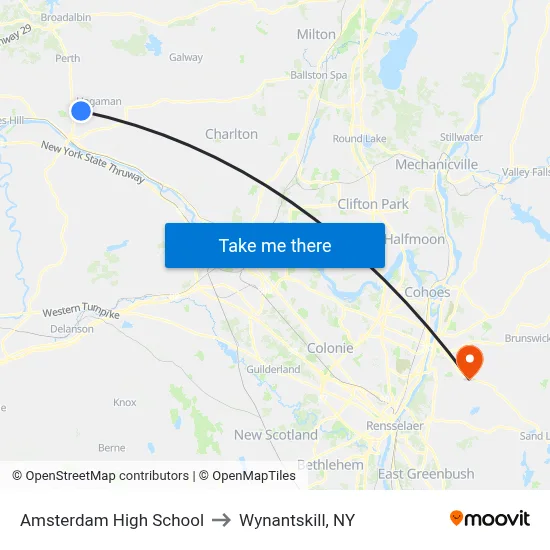 Amsterdam High School to Wynantskill, NY map