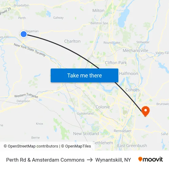Perth Rd & Amsterdam Commons to Wynantskill, NY map