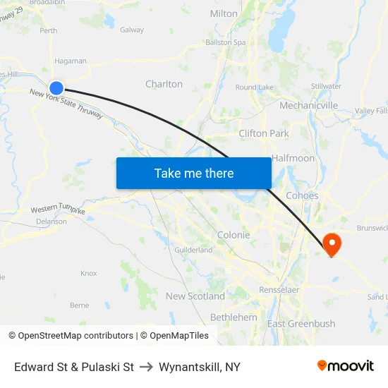 Edward St & Pulaski St to Wynantskill, NY map