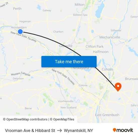 Vrooman Ave & Hibbard St to Wynantskill, NY map