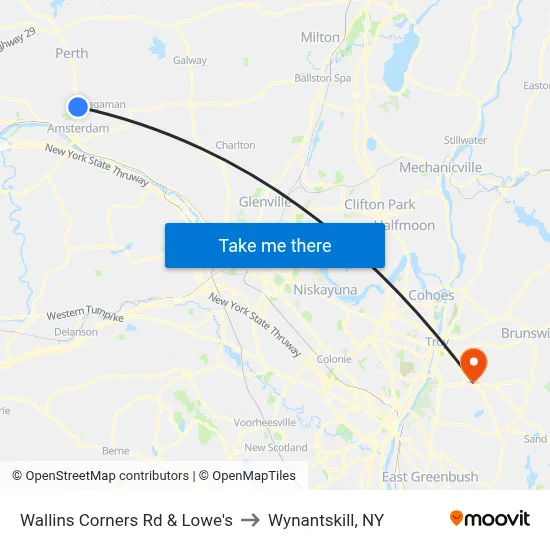 Wallins Corners Rd & Lowe's to Wynantskill, NY map