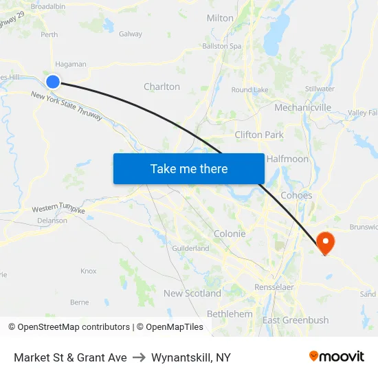 Market St & Grant Ave to Wynantskill, NY map