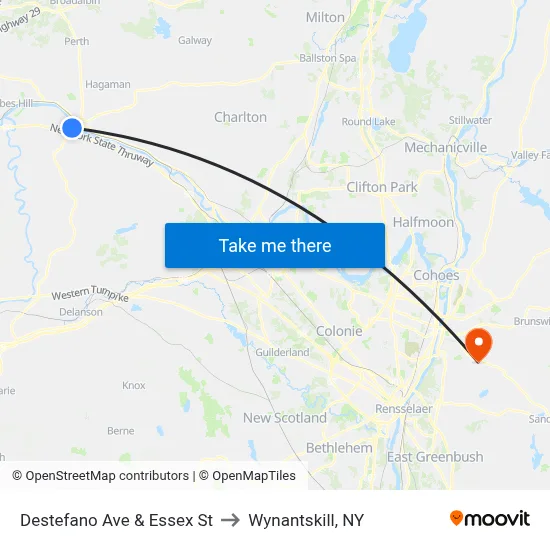 Destefano Ave & Essex St to Wynantskill, NY map