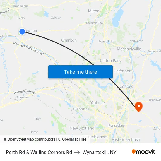 Perth Rd & Wallins Corners Rd to Wynantskill, NY map