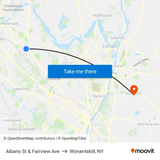 Albany St & Fairview Ave to Wynantskill, NY map