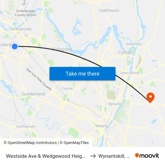 Westside Ave & Wedgewood Heights to Wynantskill, NY map