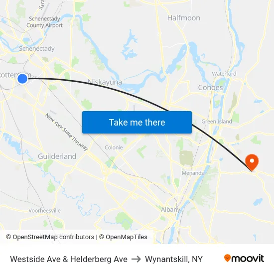 Westside Ave & Helderberg Ave to Wynantskill, NY map