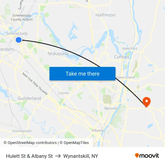 Hulett St & Albany St to Wynantskill, NY map