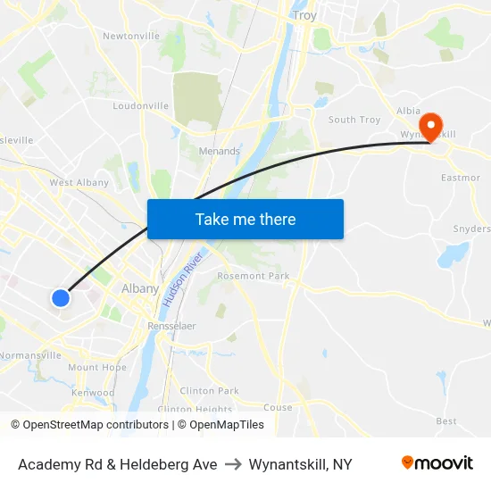 Academy Rd & Heldeberg Ave to Wynantskill, NY map