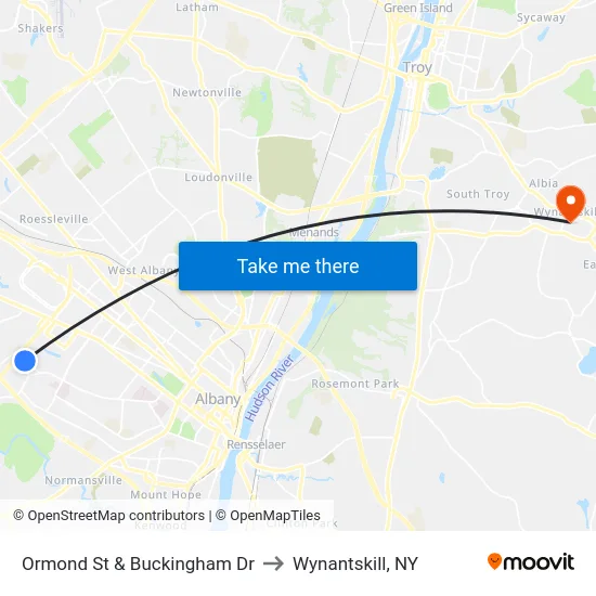 Ormond St & Buckingham Dr to Wynantskill, NY map