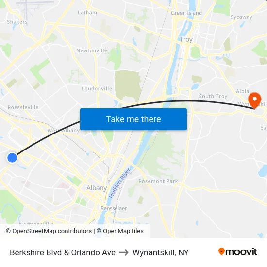 Berkshire Blvd & Orlando Ave to Wynantskill, NY map
