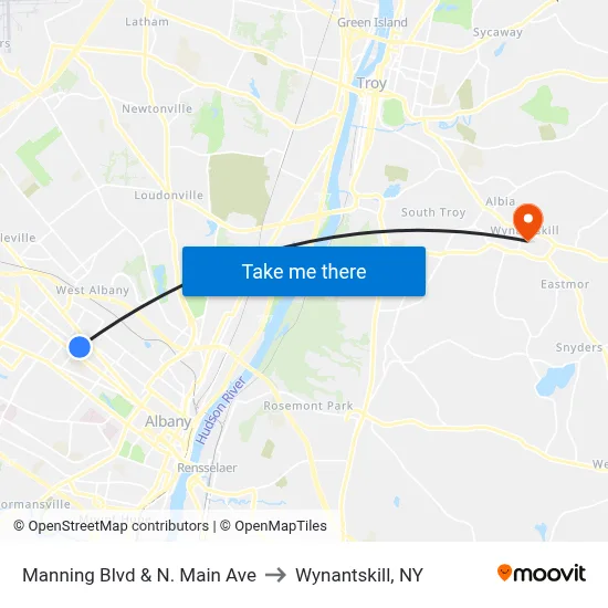 Manning Blvd & N. Main Ave to Wynantskill, NY map